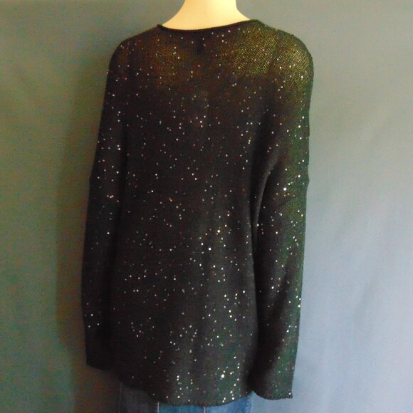 Eileen Fisher NWT Merino Wool Charcoal Gray Sequin Sweater 1X - Picture 8 of 12